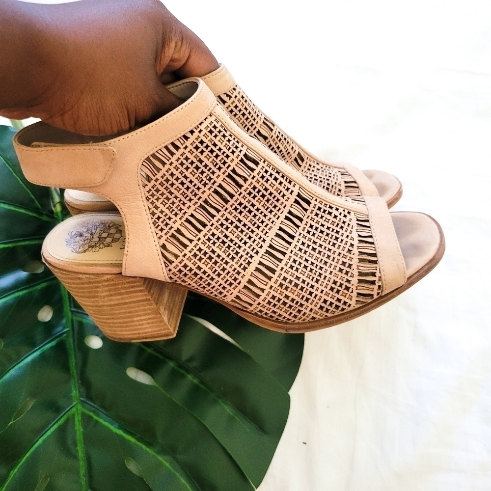 Vince Camuto Keannie Open Toe Booties Block Heel … - image 1